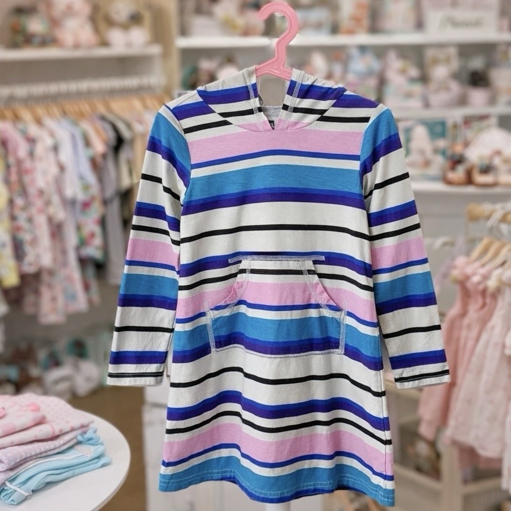 Tea Collection Striped Hooded Pullover‎ Dress Comfort Summer Spring Play 5